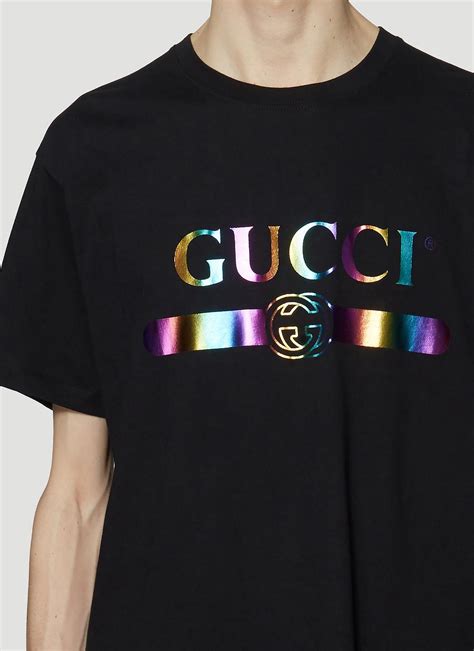 gucci holographic tee|gucci logo t shirt.